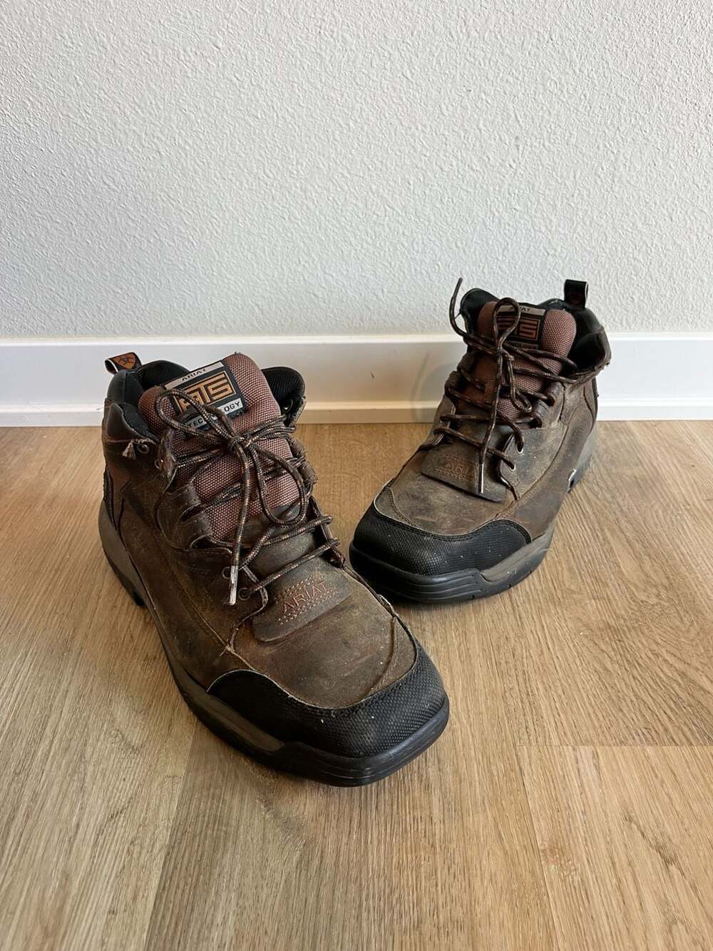 Ariat, Steel Toe Work Boots, Brown Leather, Hiker Safety, Heavy Duty, Size 12D